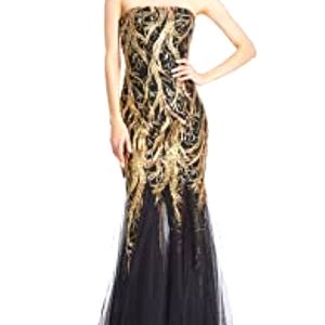 Formal Mermaid Strapless Black and Gold